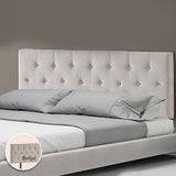 Linen Fabric Double Bed Deluxe Headboard Bedhead - Beige