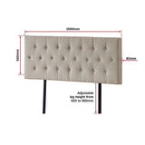 Linen Fabric Queen Bed Deluxe Headboard Bedhead - Beige