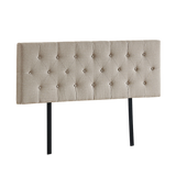 Linen Fabric Queen Bed Deluxe Headboard Bedhead - Beige