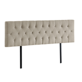 Linen Fabric King Bed Deluxe Headboard Bedhead - Beige