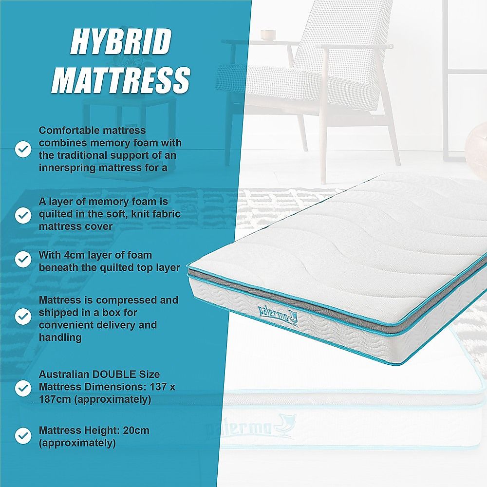 Double 20cm Hybrid Mattress – Memory Foam and Innerspring Support