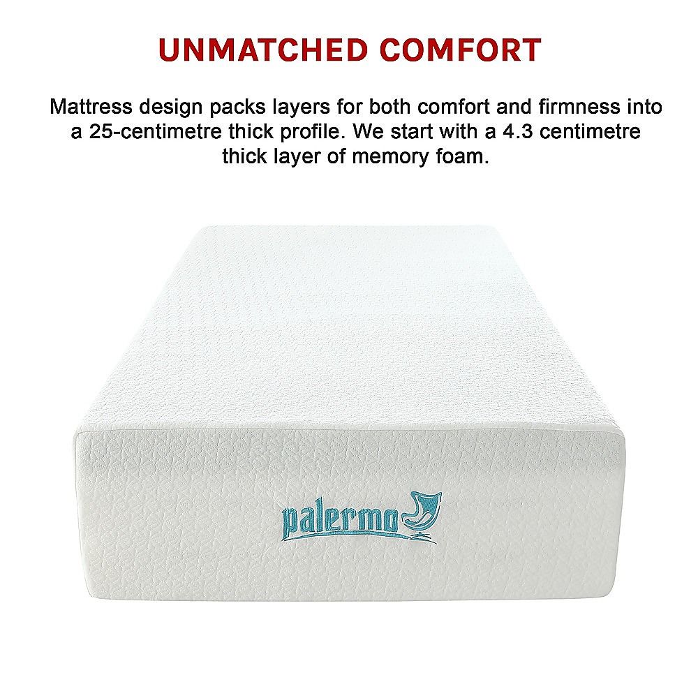 King Single 25cm Gel Memory Foam Mattress – Dual-Layered Comfort with CertiPUR-US® Certified Foam