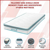 King Single 20cm Hybrid Mattress – Memory Foam and Innerspring Support