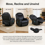 Heated Massage Chair – Black PU Leather 360° Swivel Recliner