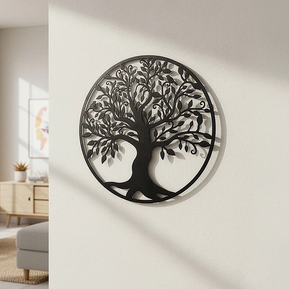Black Tree of Life Wall Art Hanging Metal Iron Sculpture Garden 99cm