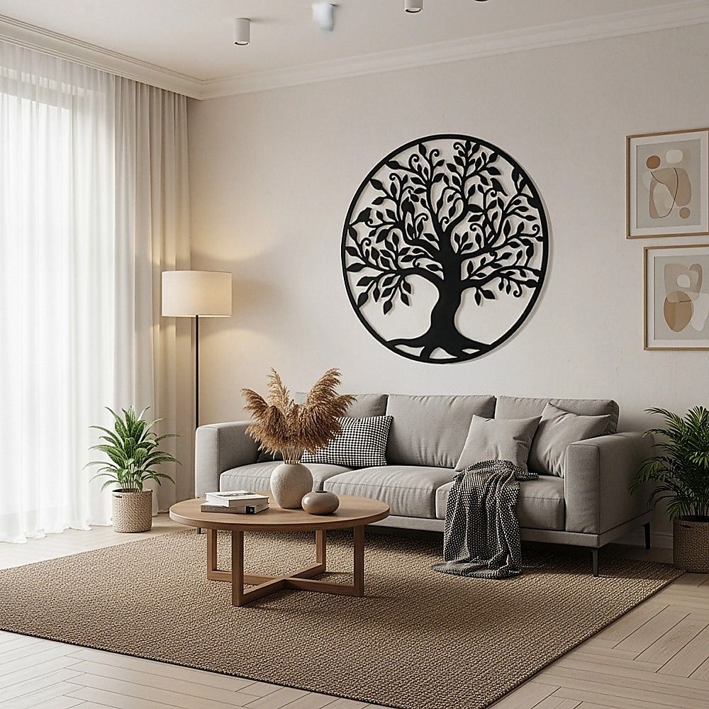 Black Tree of Life Wall Art Hanging Metal Iron Sculpture Garden 99cm