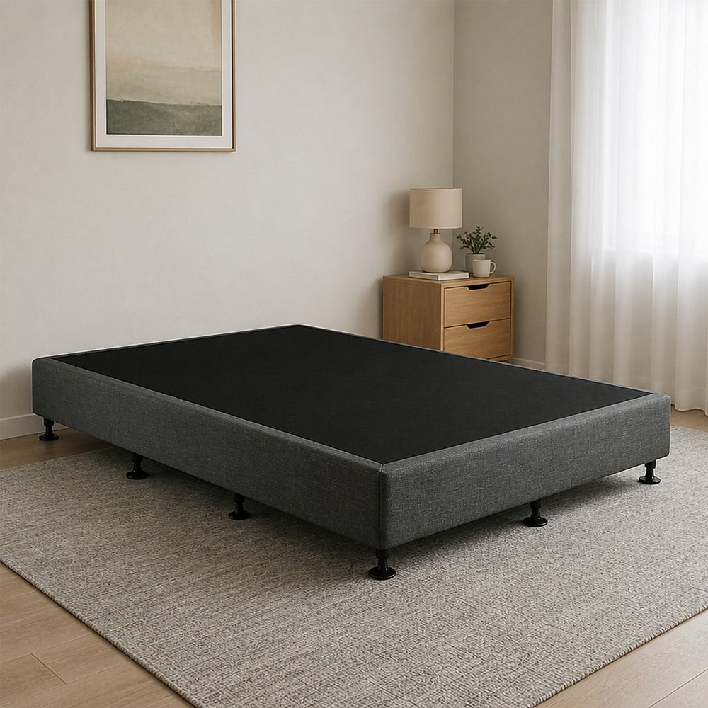 Palermo King Single Ensemble Bed Base Platinum Graphite Linen Fabric