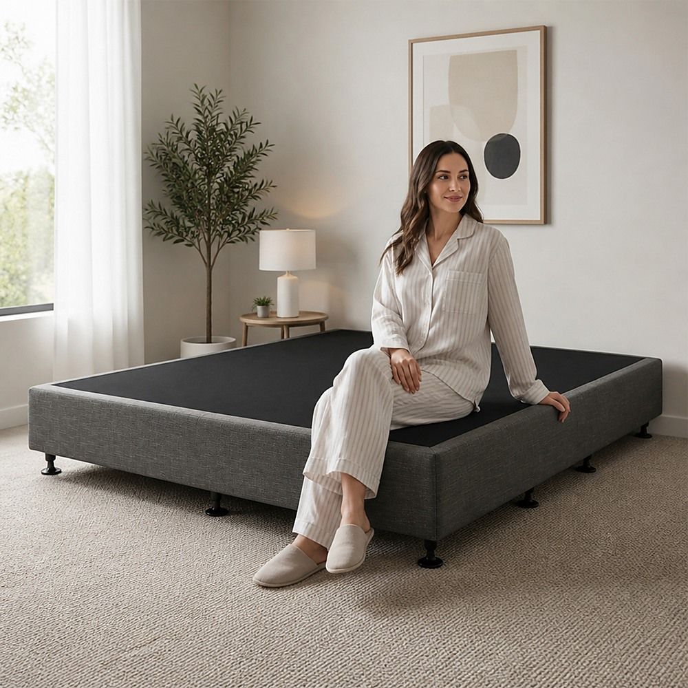 Palermo King Ensemble Bed Base Platinum Graphite Linen Fabric