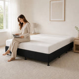 Palermo King Ensemble Bed Base Midnight Black Linen Fabric