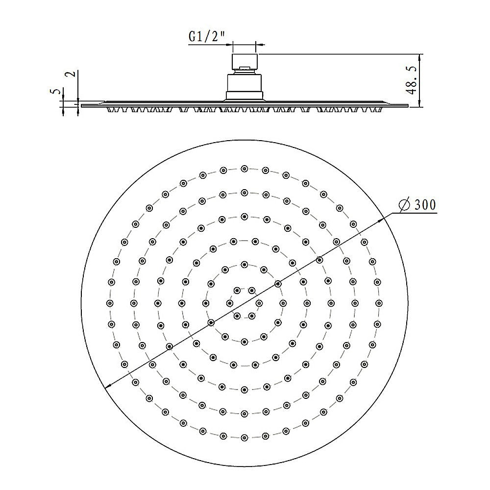 300mm Shower Head Round 304SS Chrome Showerhead