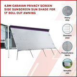 Caravan Privacy Screen – 4.9x1.8m Side Screen for Roll-Out Awnings