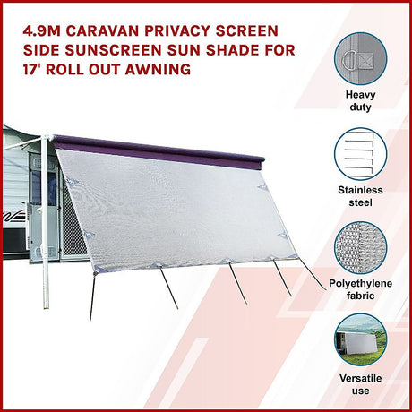 Caravan Privacy Screen – 4.9x1.8m Side Screen for Roll-Out Awnings
