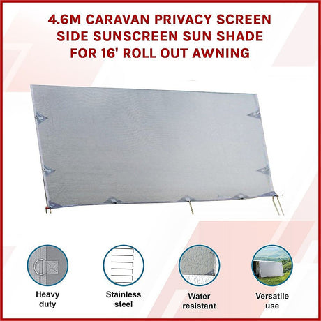Caravan Privacy Screen – 4.6x1.8m Side Screen for Roll-Out Awnings