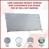 4.6m Caravan Privacy Screen Side Sunscreen Sun Shade for 16' Roll Out Awning
