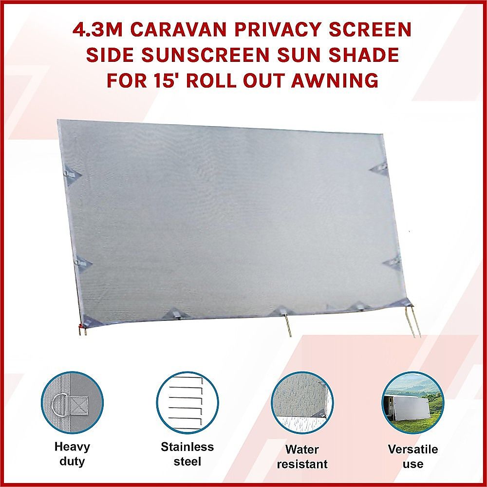 Caravan Privacy Screen – 4.3x1.8m Side Screen for Roll-Out Awnings