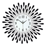 Large Modern 3D Crystal Wall Clock Luxury Art Metal Round Home Decor