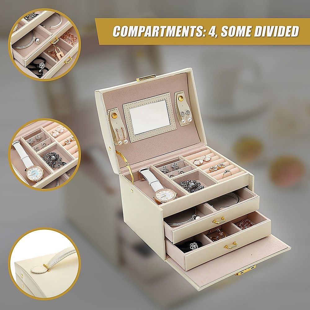 Jewellery Storage Box Girls Ring Necklace Display Organiser Case For Neat Accessory Storage