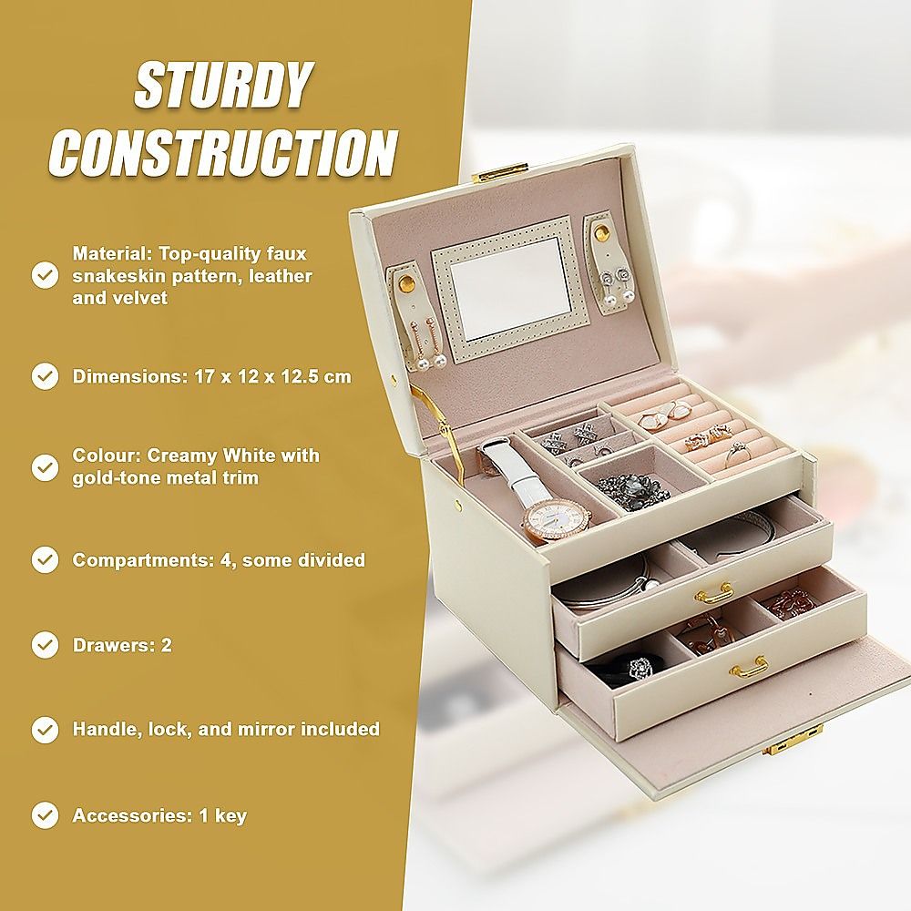 Jewellery Storage Box Girls Ring Necklace Display Organiser Case For Neat Accessory Storage