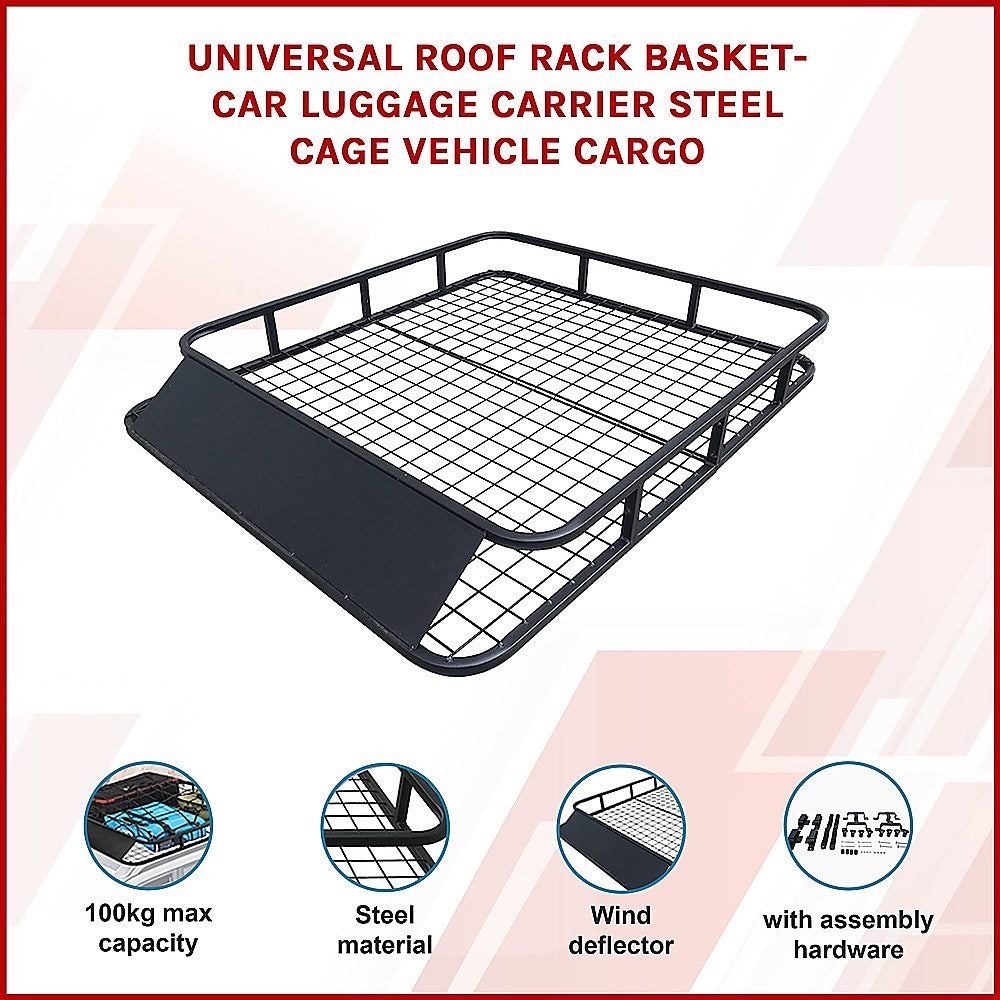 Universal Roof Rack Basket - Car Luggage Carrier Steel Cage Vehicle Cargo