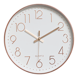 Modern Rose Gold Wall Clock – Silent Non-Ticking Quartz Battery Operated Design