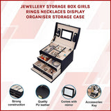 Jewellery Storage Box – Organiser Case for Rings, Necklaces and Accessories Display