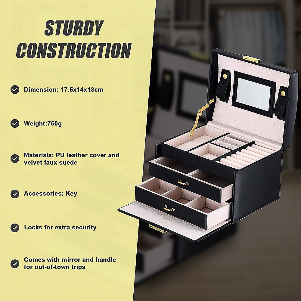 Jewellery Storage Box – Organiser Case for Rings, Necklaces and Accessories Display