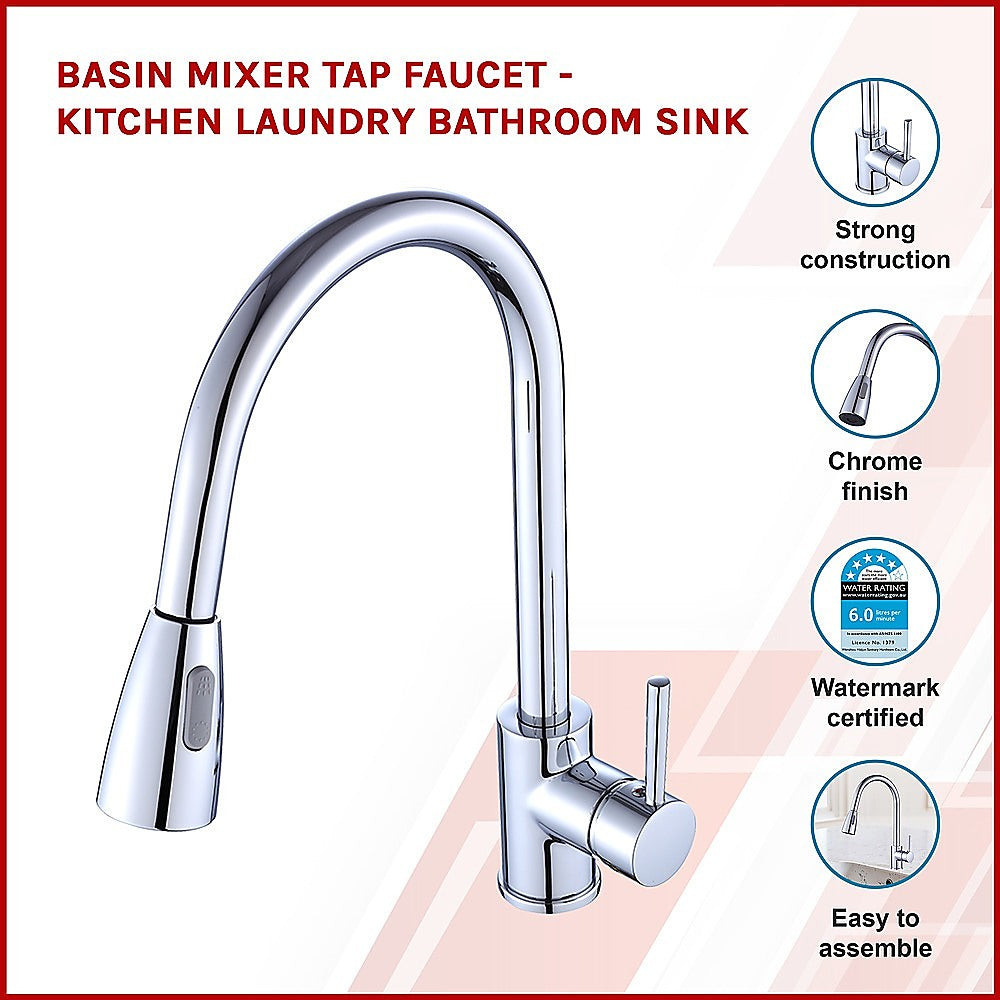 Basin Mixer Pull-Down Tap Faucet -Kitchen Laundry Bathroom Sink