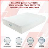 Queen 30cm Green Tea Memory Foam Mattress – Cooling Comfort with CertiPUR-US® Certified Foam