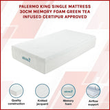 King Single 30cm Green Tea Memory Foam Mattress – Cooling Comfort with CertiPUR-US® Certified Foam