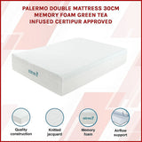 Double 30cm Green Tea Memory Foam Mattress – Cooling Comfort with CertiPUR-US® Certified Foam