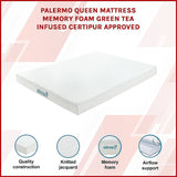 Palermo Queen Mattress Memory Foam Green Tea Infused CertiPUR Approved