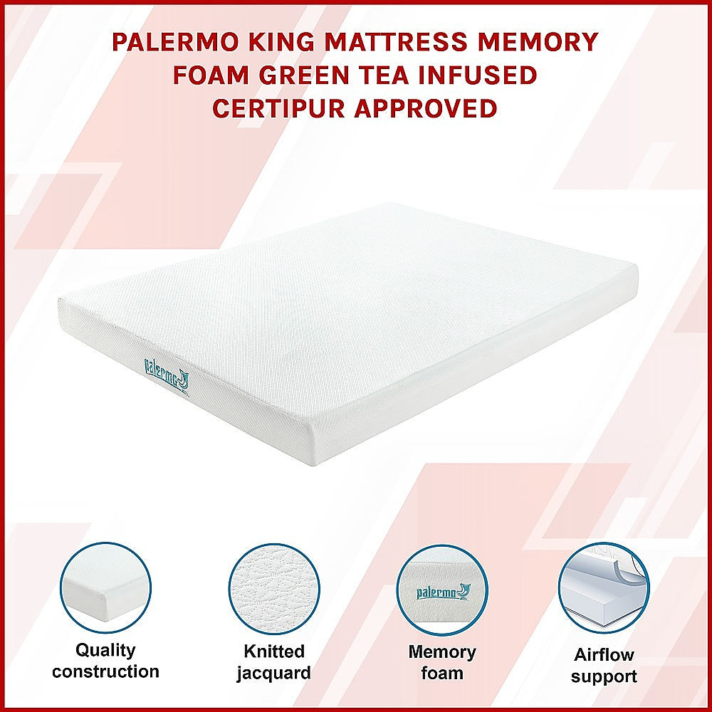 King Green Tea Memory Foam Mattress – Cooling Comfort with CertiPUR-US® Certified Foam