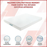King Green Tea Memory Foam Mattress – Cooling Comfort with CertiPUR-US® Certified Foam