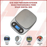 0.1g Digital Kitchen Scale 3kg Rechargeable High Precision Food