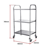 3 Tiers Food Trolley Cart Stainless Steel Utility Kitchen Dining Service
