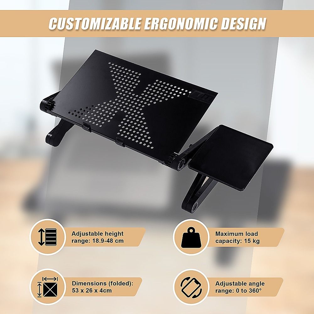 Aluminium Alloy Folding Laptop Stand Desk Table with Mouse Tray