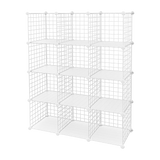 12 Cube Wire Grid Organiser Bookcase Storage Cabinet Wardrobe Closet White