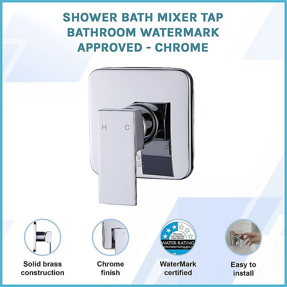 Shower Bath Mixer Tap Bathroom WATERMARK Approved - Chrome