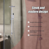 WELS 8" Rain Shower Head Set Square Dual Heads Faucet High Pressure Hand Held