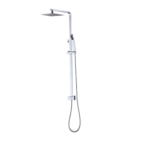 WELS 8" Rain Shower Head Set Square Dual Heads Faucet High Pressure With Mixer