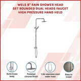 WELS 8" Rain Shower Head Set Rounded Dual Heads Faucet High Pressure Hand Held