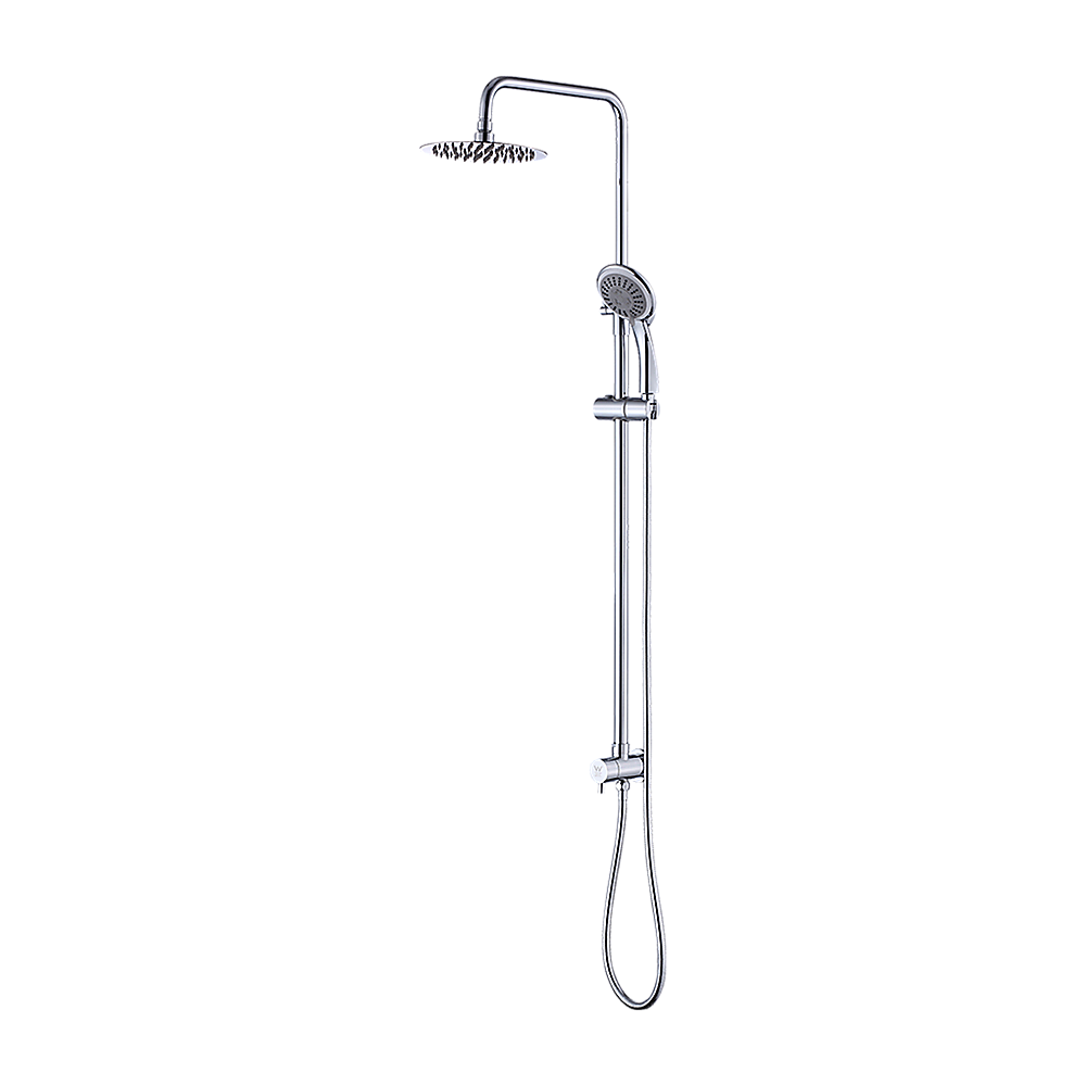 WELS 8" Rain Shower Head Set Rounded Dual Heads Faucet High Pressure Hand Held