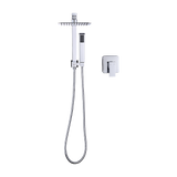 WELS 8" Rain Shower Head Set Square Dual Heads Faucet High Pressure With Mixer