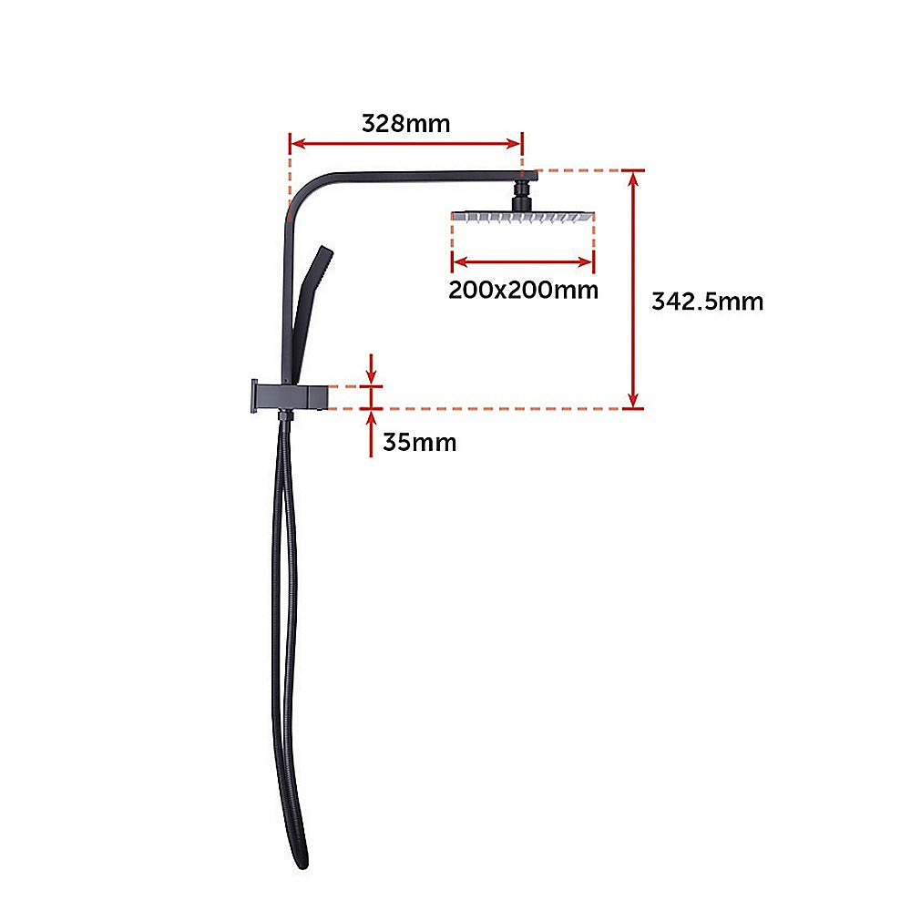 WELS 8" Rain Shower Head Set Square Dual Heads Faucet High Pressure With Mixer