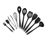 Silicone Kitchen Utensil Set – Black 11-Piece Set with Holder