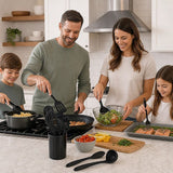 Silicone Kitchen Utensil Set – Black 11-Piece Set with Holder