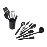 Silicone Kitchen Utensil Set – Black 11-Piece Set with Holder