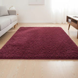 Large Shag Rug – Soft 200x140cm Burgundy Floor Rug with Anti-Slip Backing