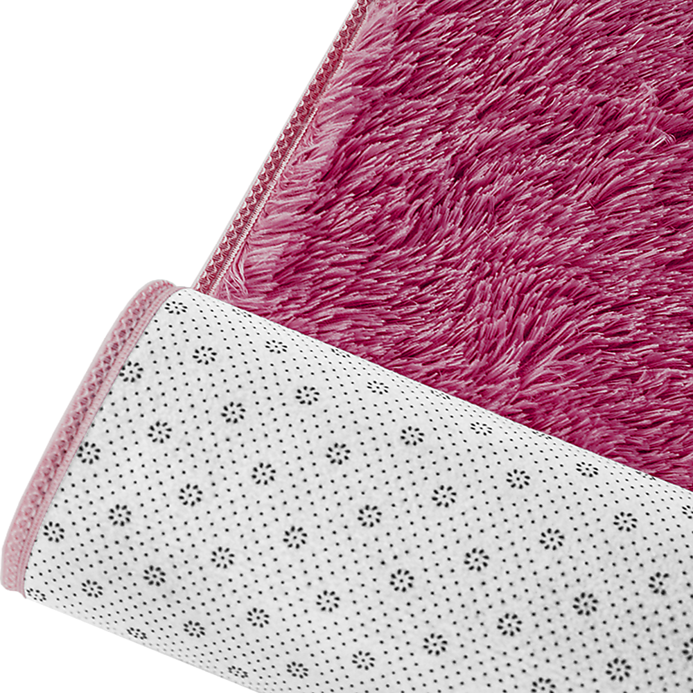 Large Shag Rug – Soft 200x140cm Burgundy Floor Rug with Anti-Slip Backing