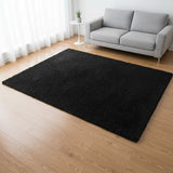 Large Shag Rug – Soft 200x140cm Black Floor Rug with Anti-Slip Backing